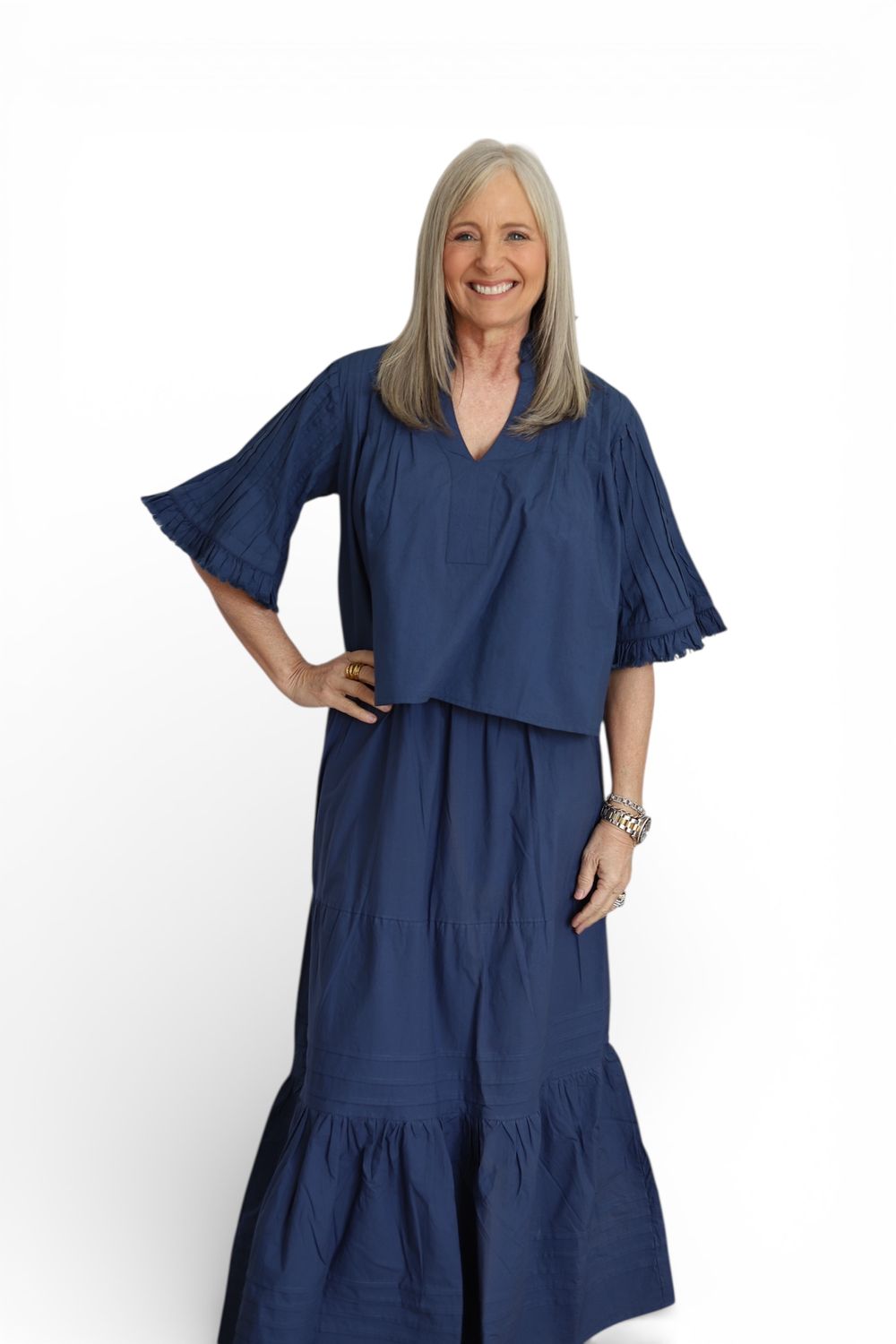 Austin Skirt- Navy Poplin