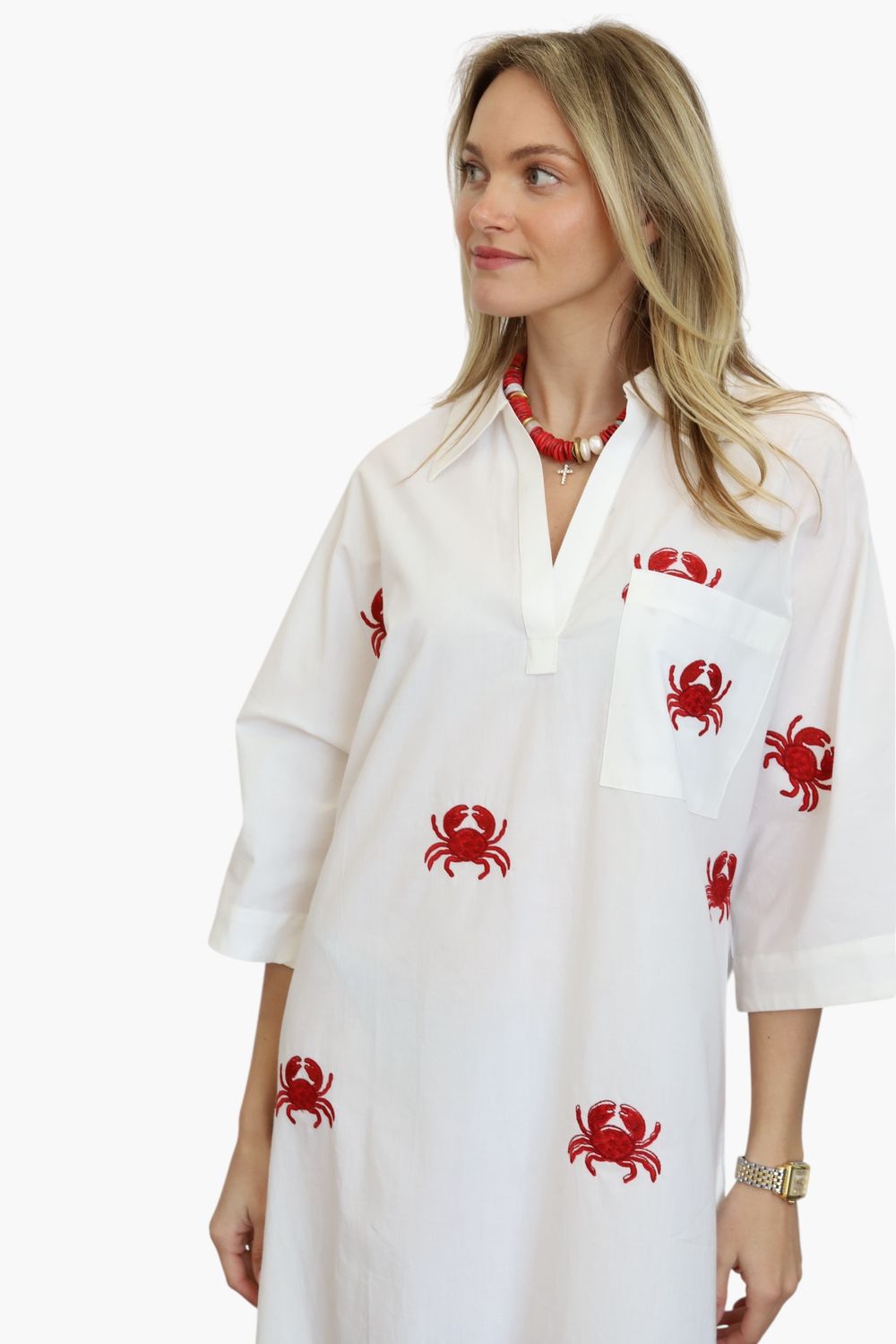 Birdie Kaftan- Red Crab