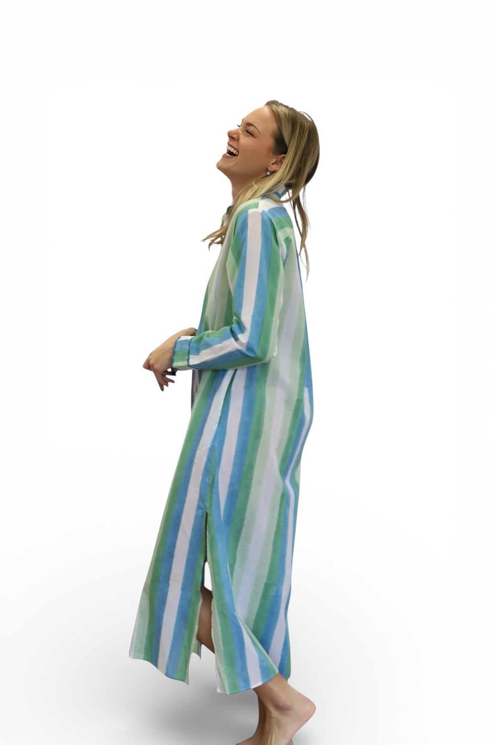 Go-To Shirtdress- Watercolor Stripe
