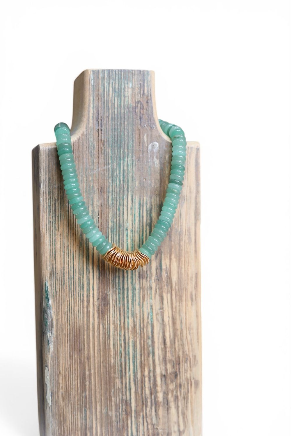 Wobbly Brass &amp; Celadon Necklace