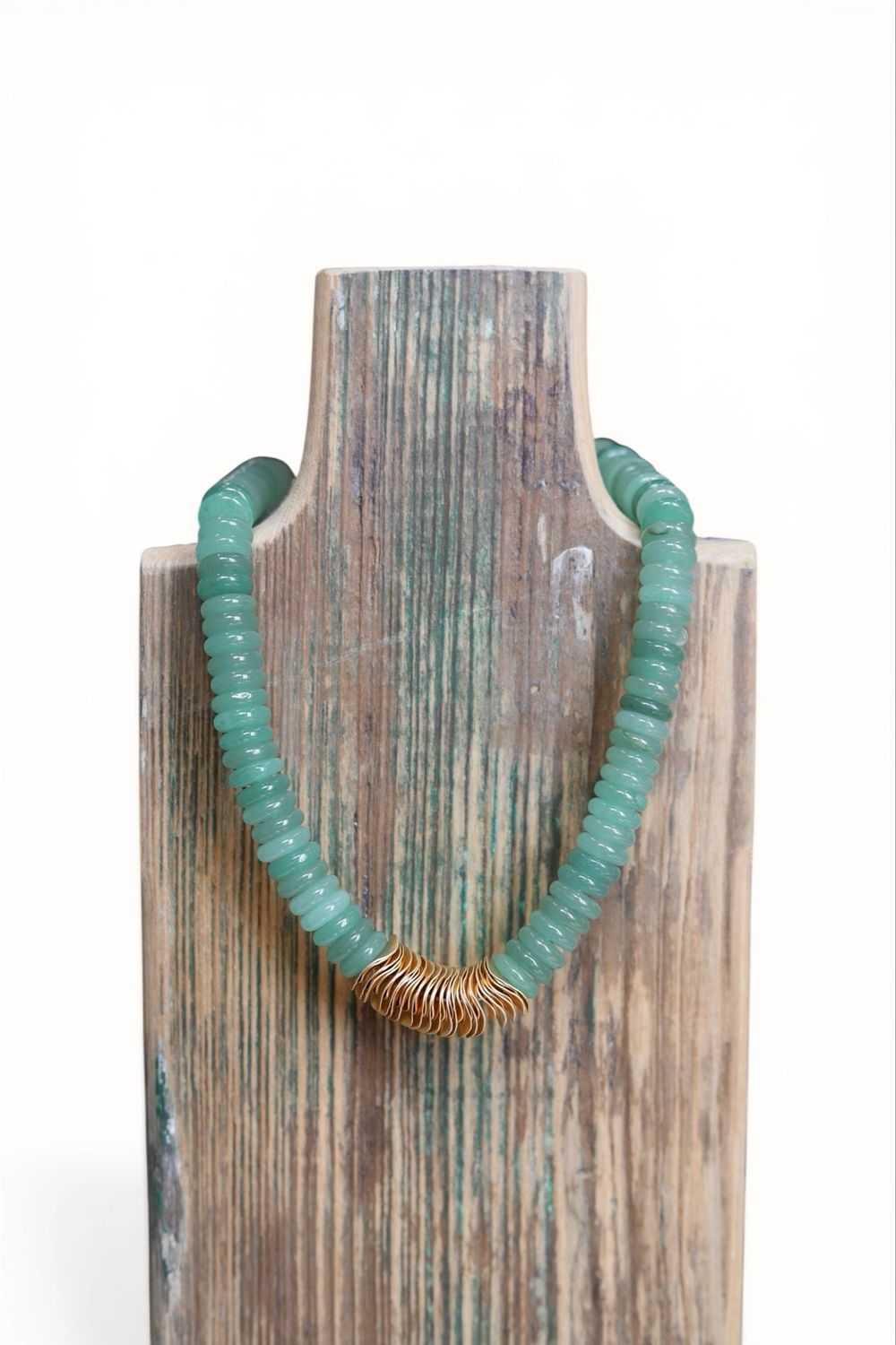 Wobbly Brass &amp; Celadon Necklace