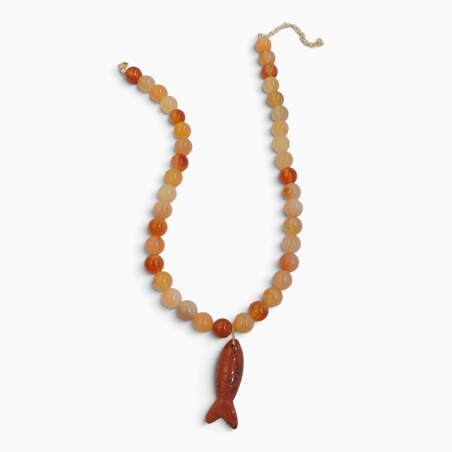 Sunset Beads with Rust Fish