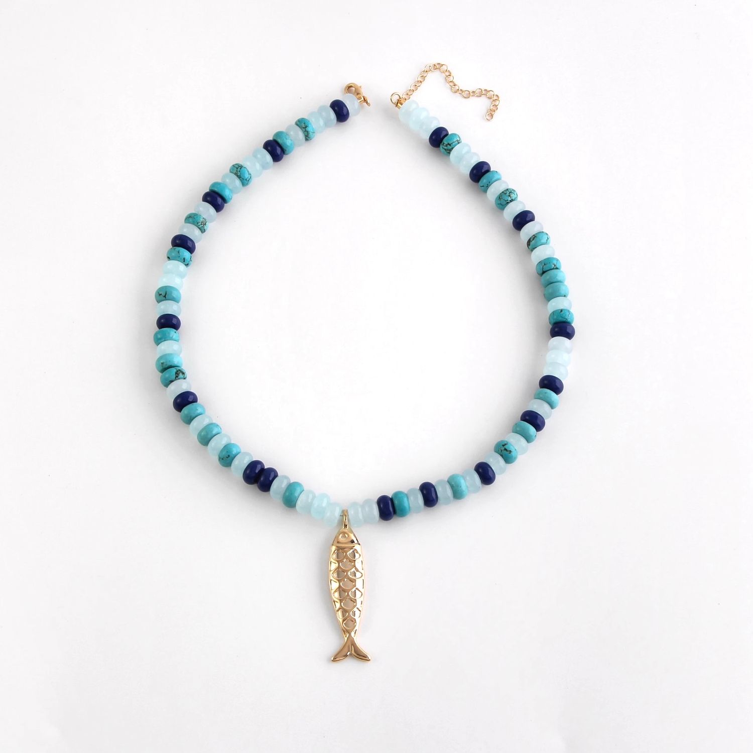 Aruba Blues Beaded Fish Necklace