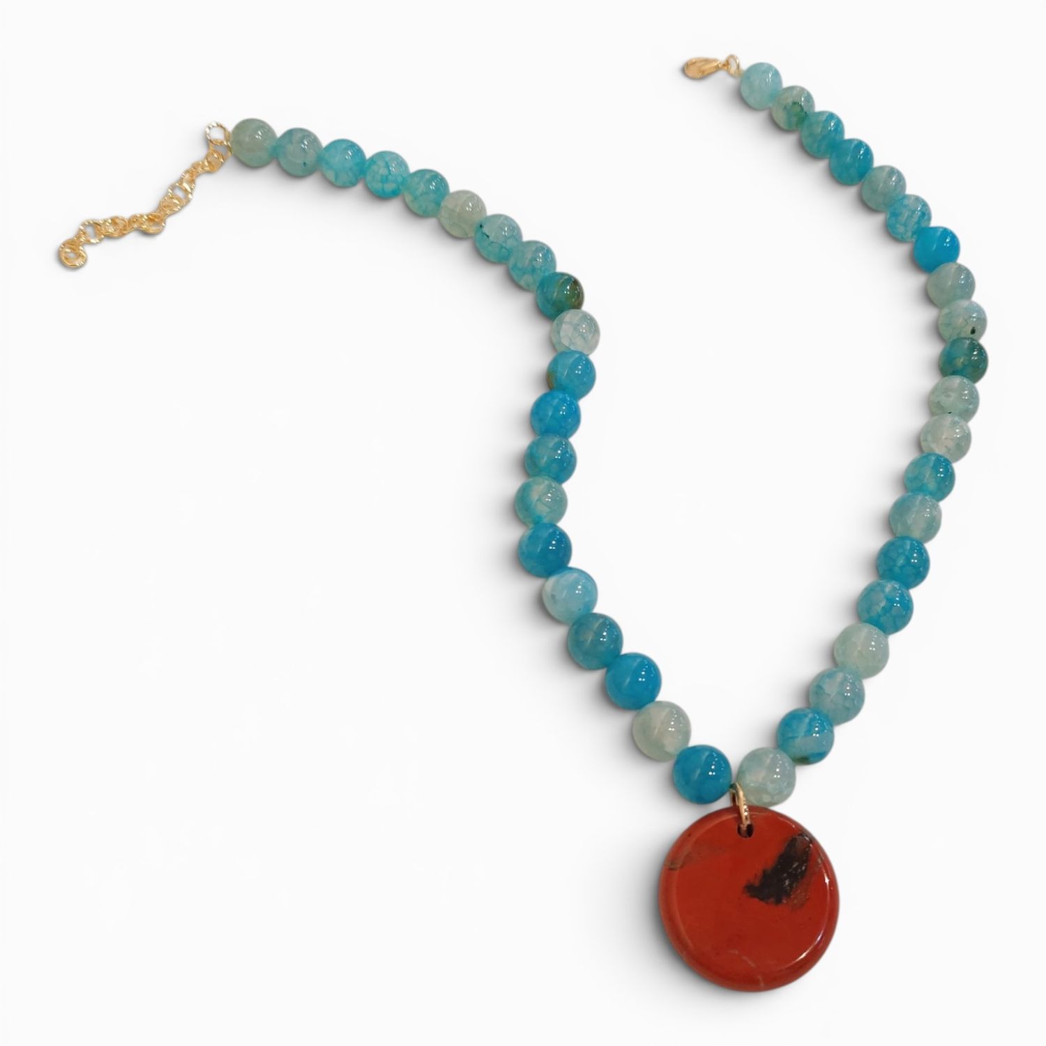 Aruba Blue &amp; Rust Pendant Necklace