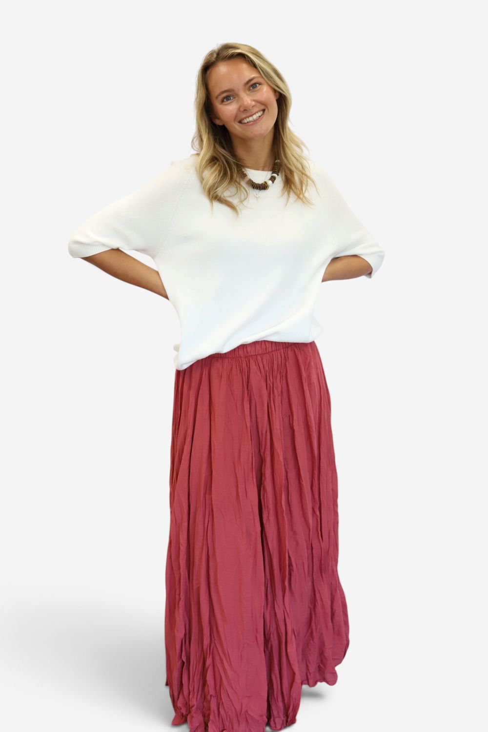 The Sunny Crinkle Skirt- Rose