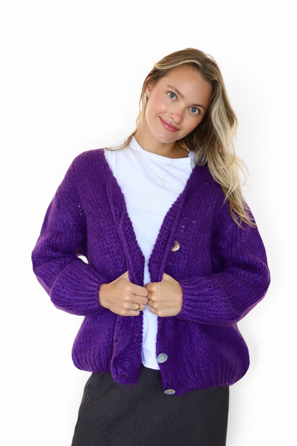 Fuzzy Cardi- Purple