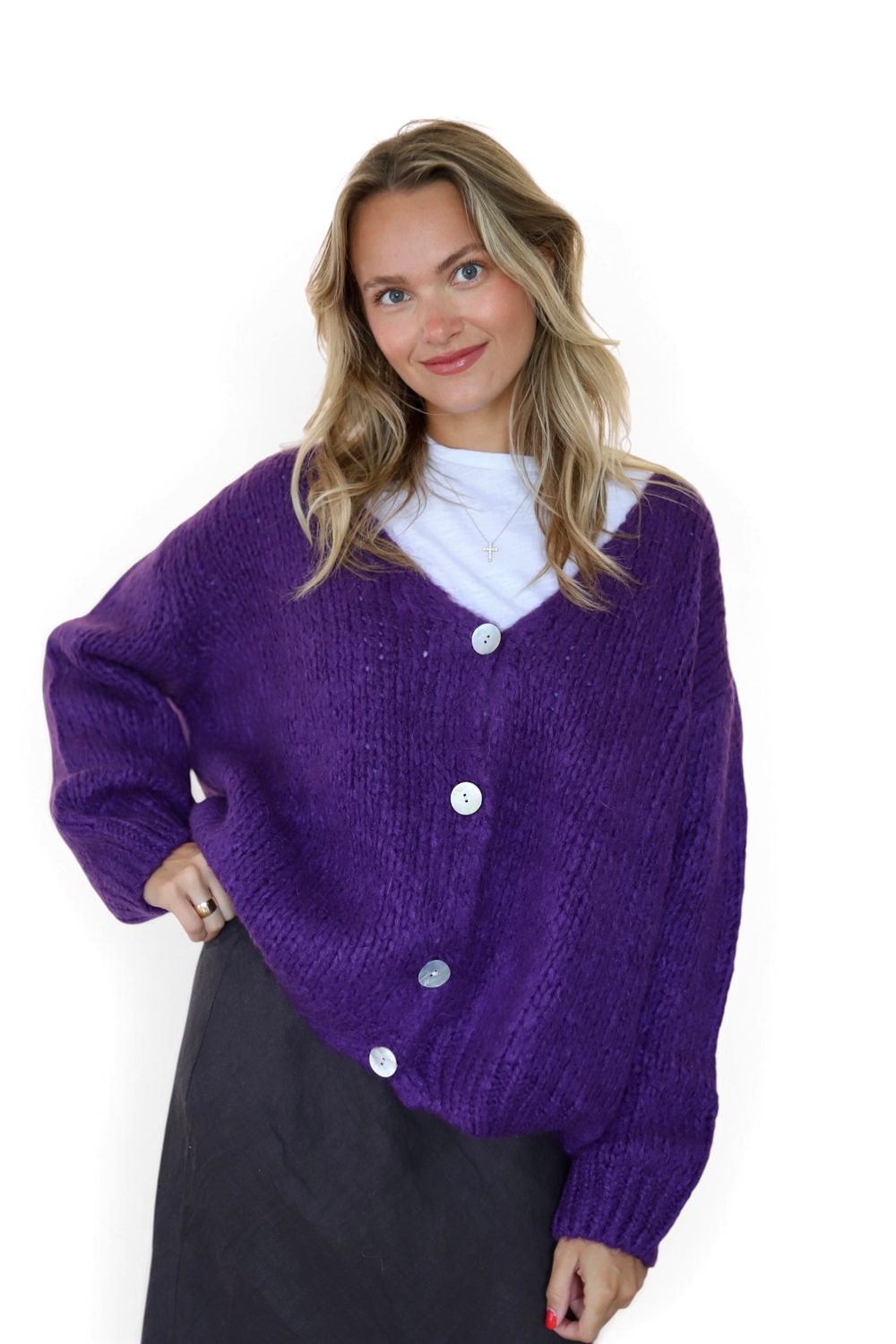 Fuzzy Cardi- Purple