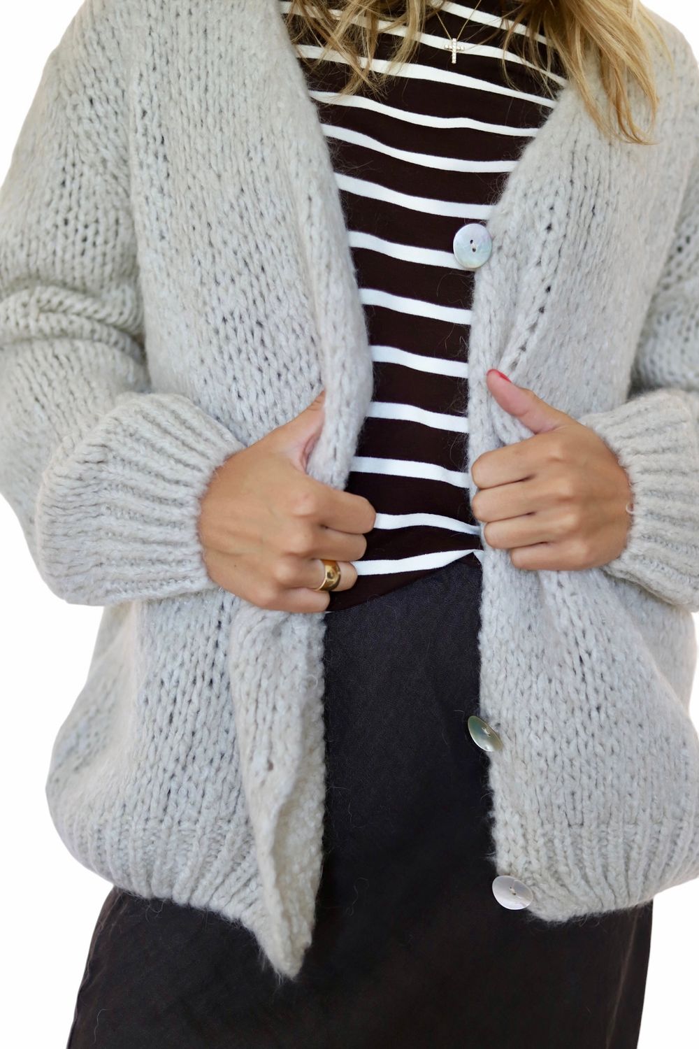 Fuzzy Cardi- Beige