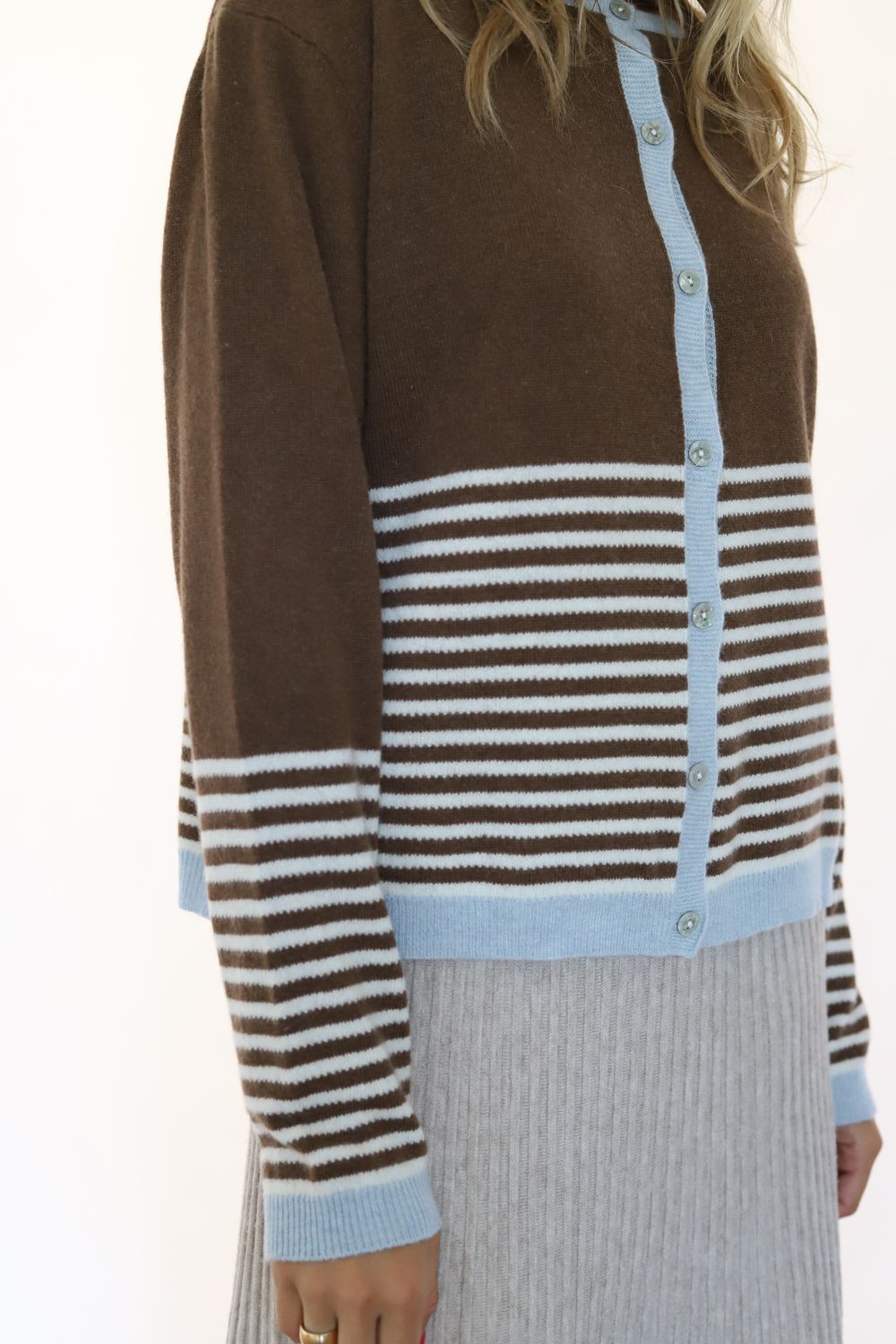 Stripe Cardi- Chocolate