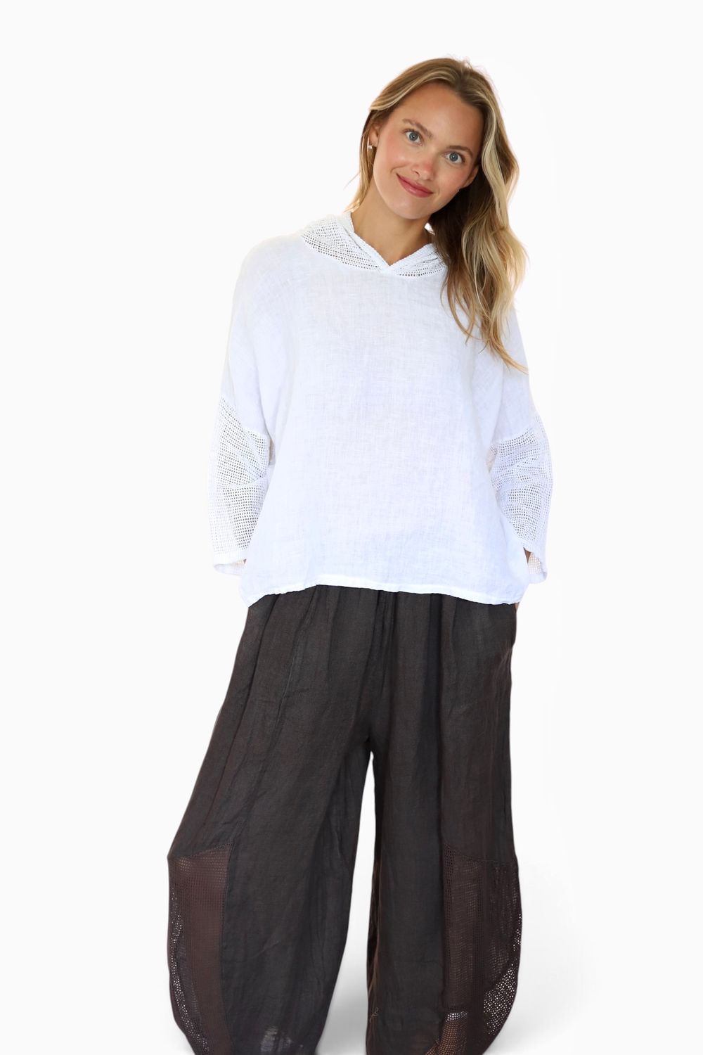 Fisherman Crochet Barrel Pants- Chocolate