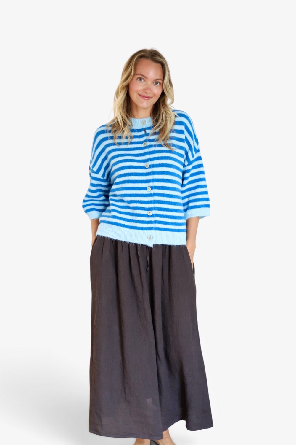 Simple Linen Skirt- Chocolate