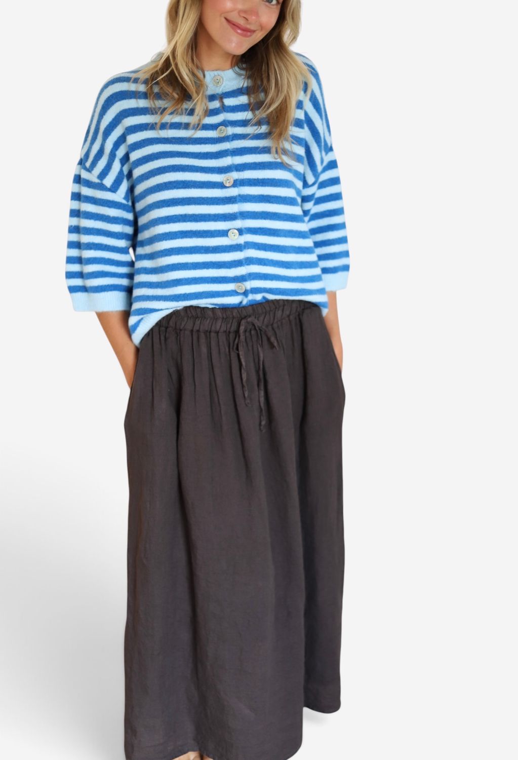 Simple Linen Skirt- Chocolate
