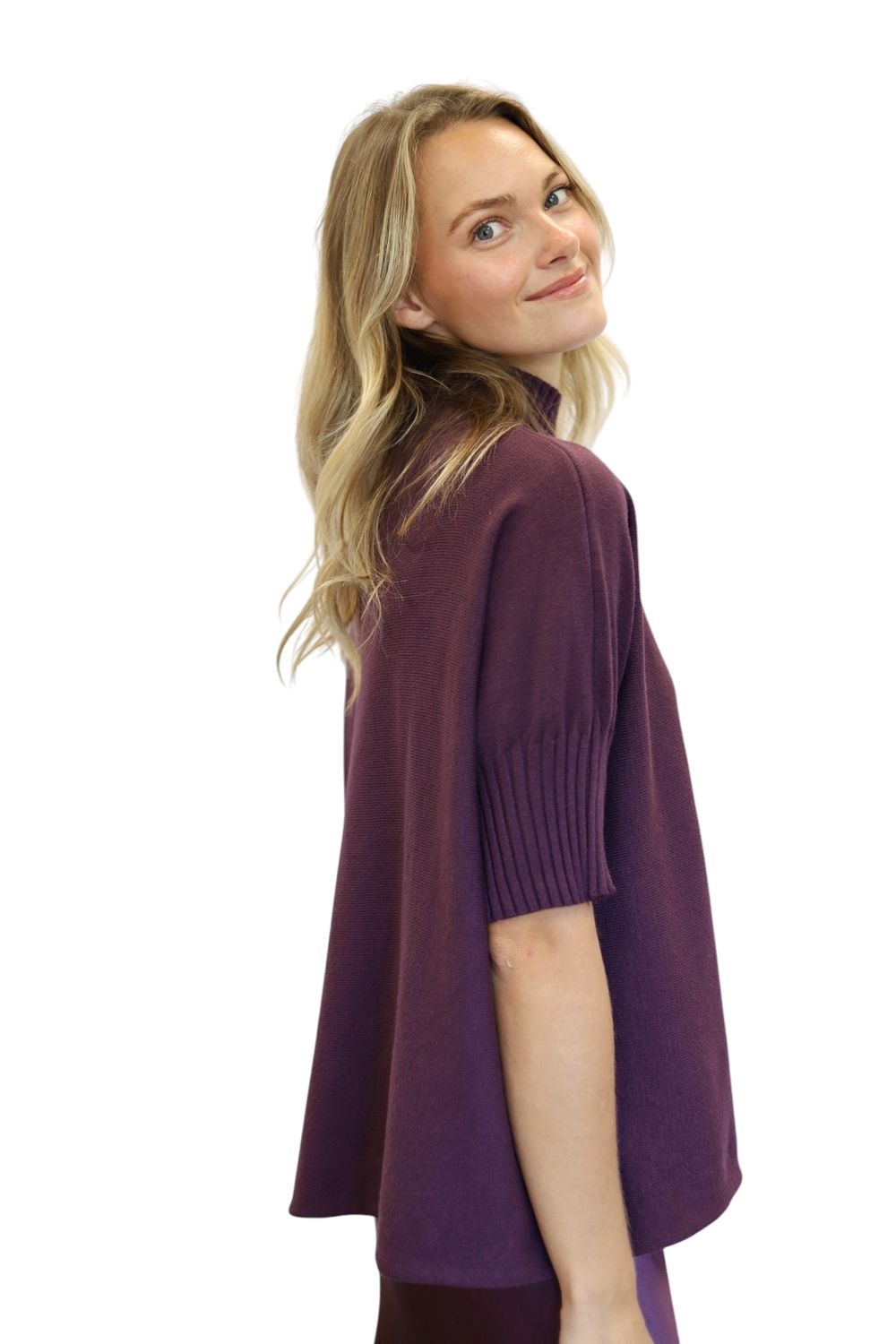 Fable Short Sleeve Sweater- Plum