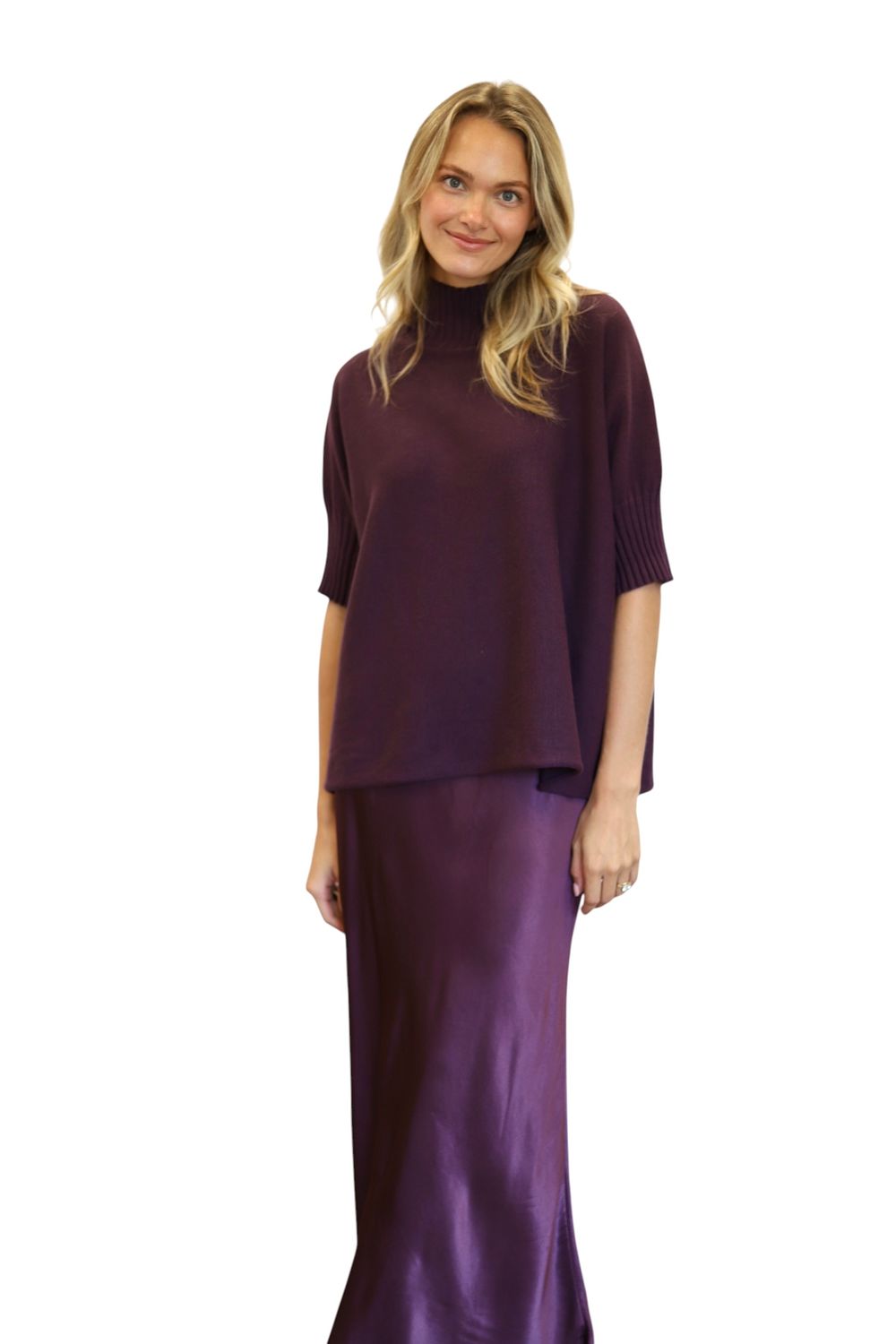 Fable Short Sleeve Sweater- Plum