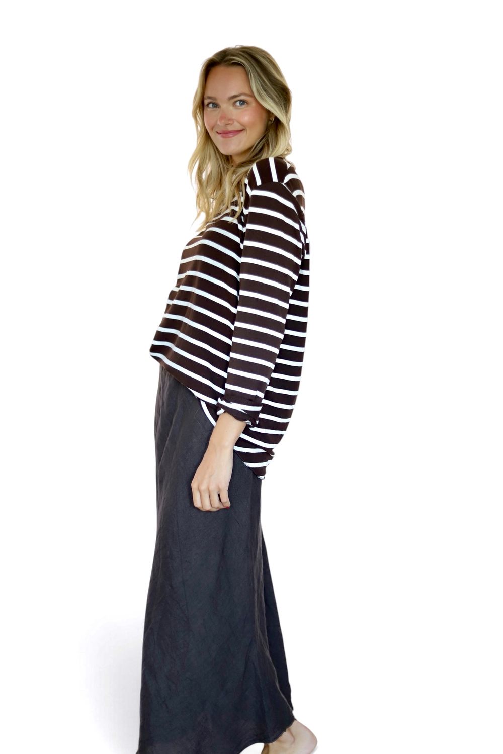 Linen Slip Skirt- Chocolate