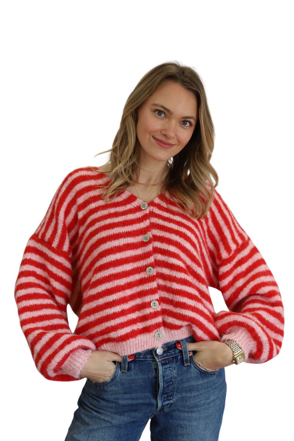 Red/Pink Stripe Cardi
