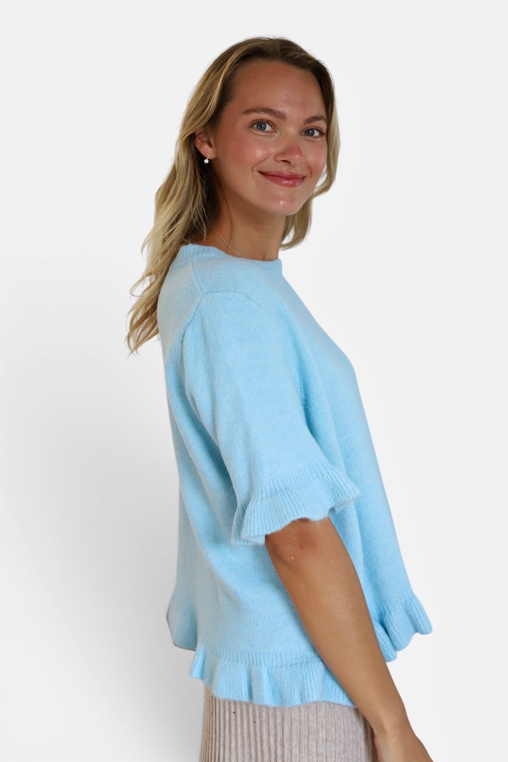 Amy Ruffle Sweater- Sky