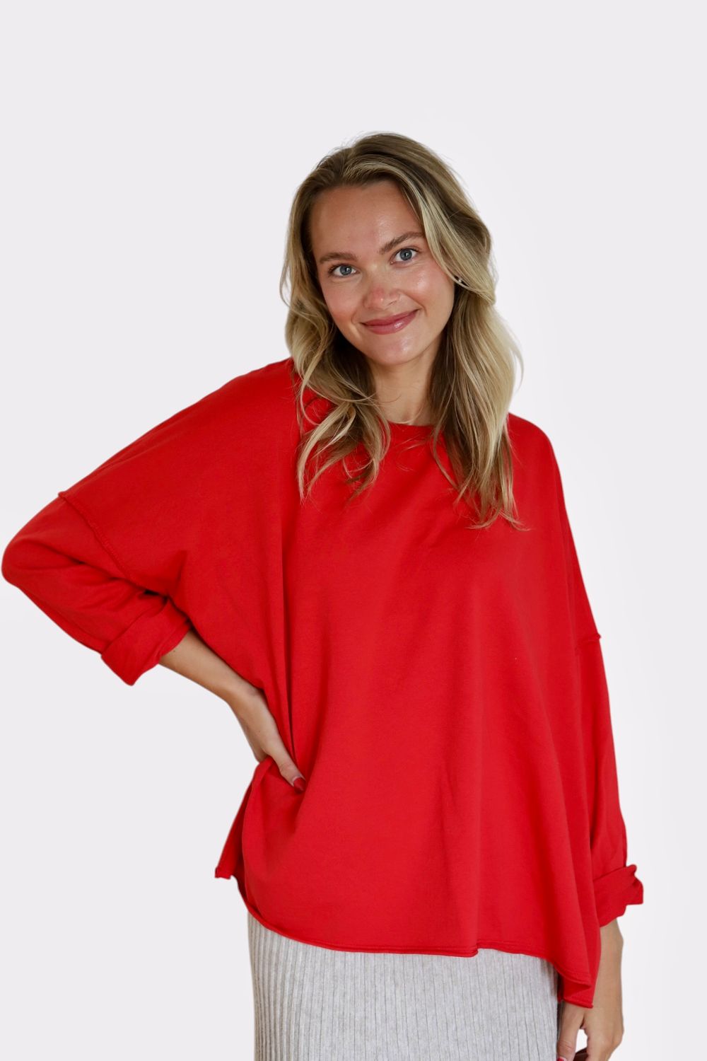 T-Shirt Sweatshirt, Long Sleeve - Red