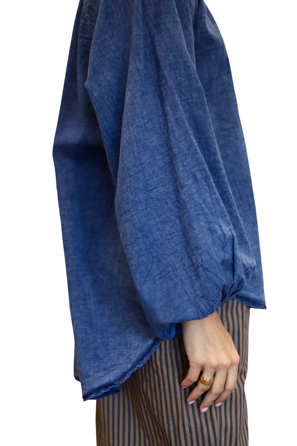 Flutter Cotton Blouse- Indigo