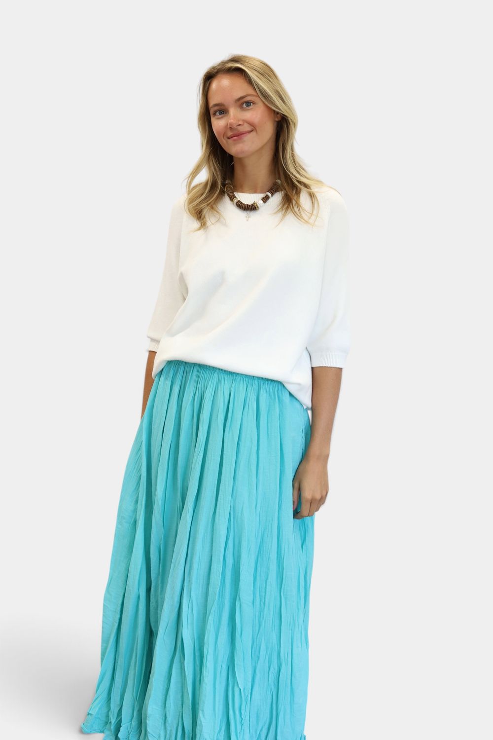 The Sunny Crinkle Skirt- Turquoise