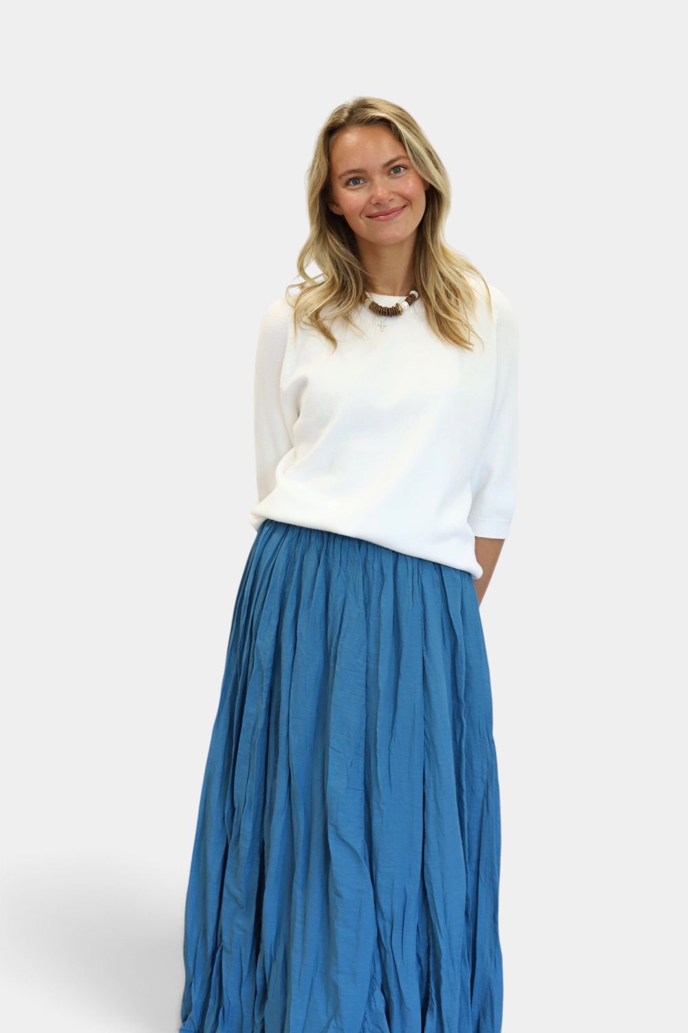 The Sunny Crinkle Skirt- Seaport Blue