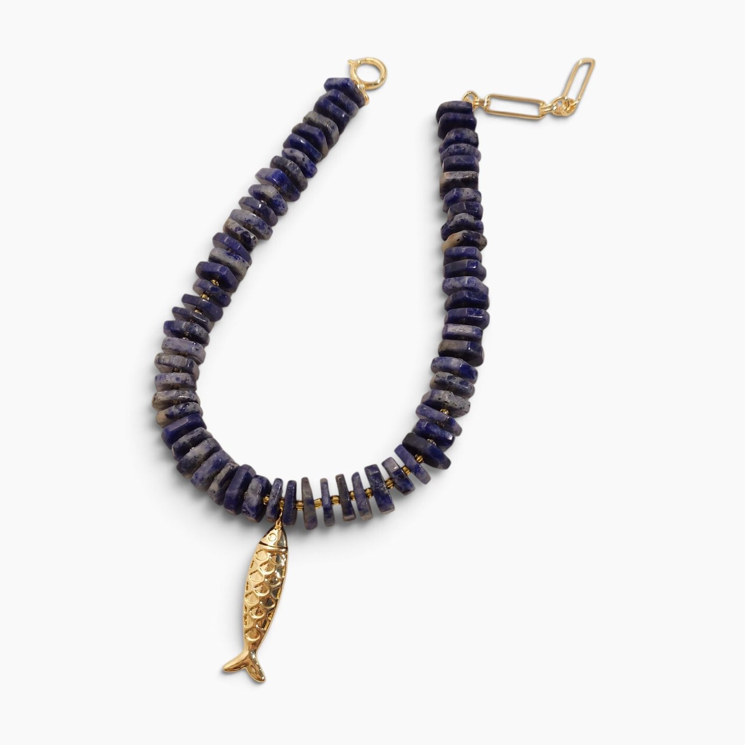 Slate Chip with Fish Necklace