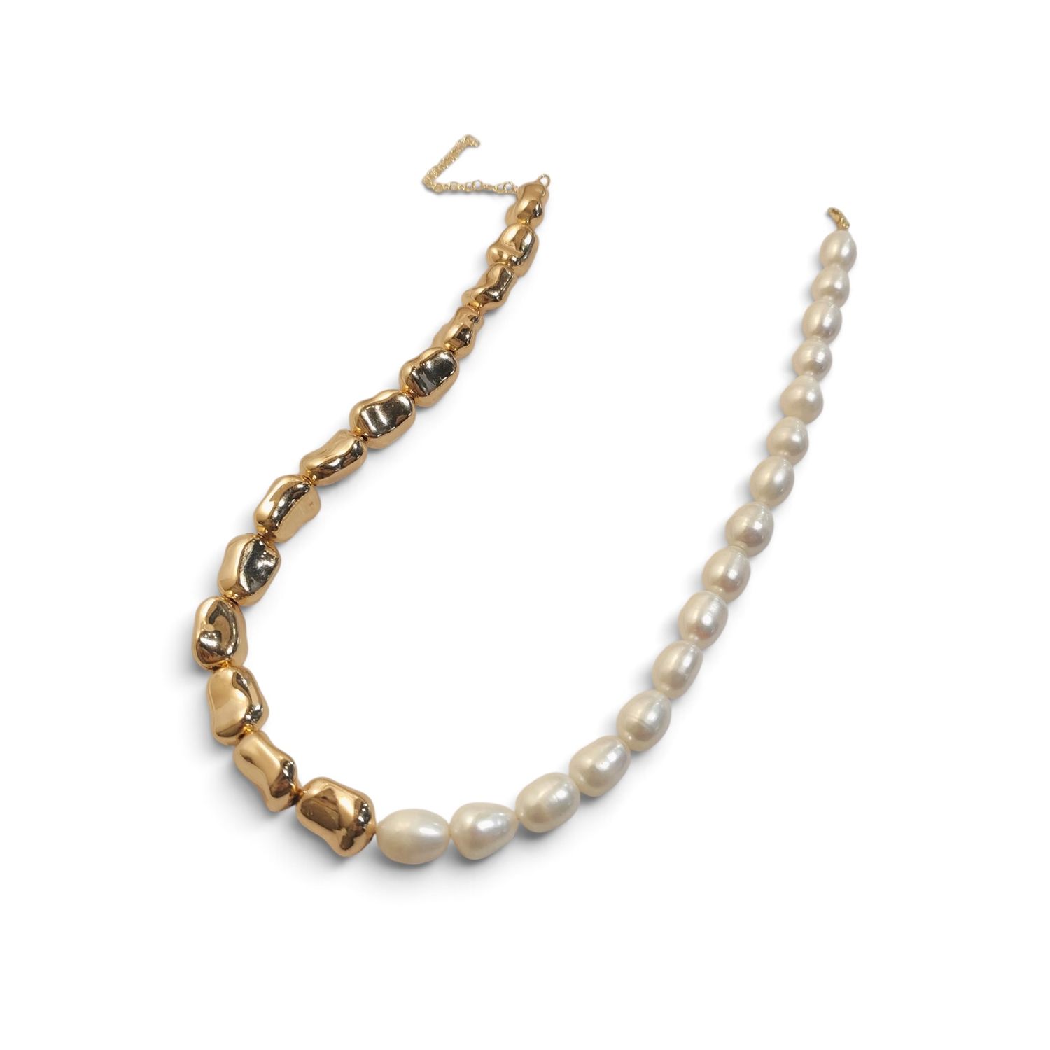 Mod Necklace- Organic Gold &amp; Pearl