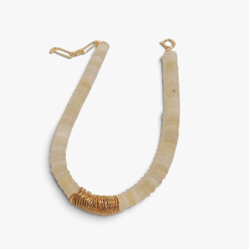 Shell Disc Necklace with Wobbly Brass