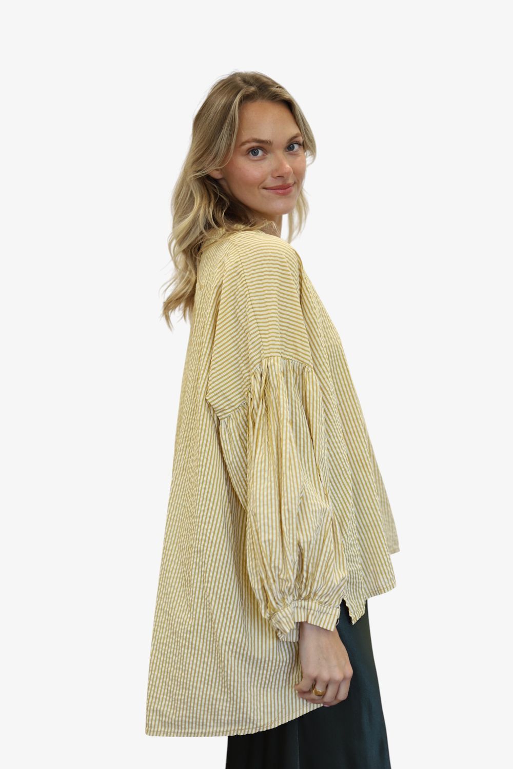 Airy Butterfly Blouse- Mustard Stripe