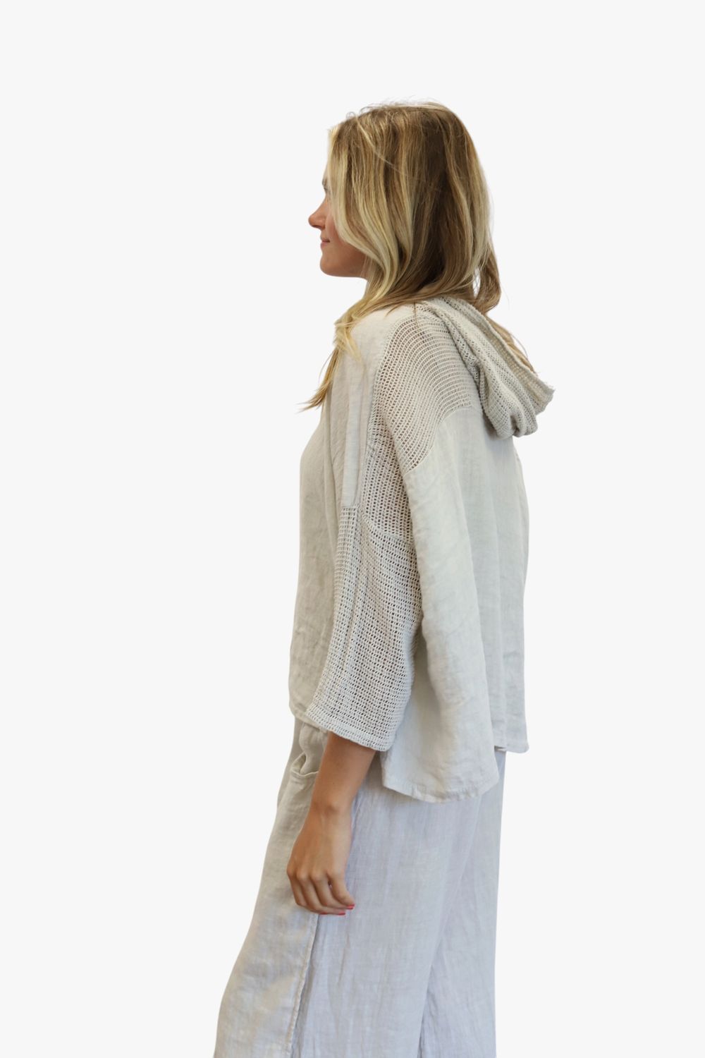 Fisherman Poncho Hoodie  - Beige
