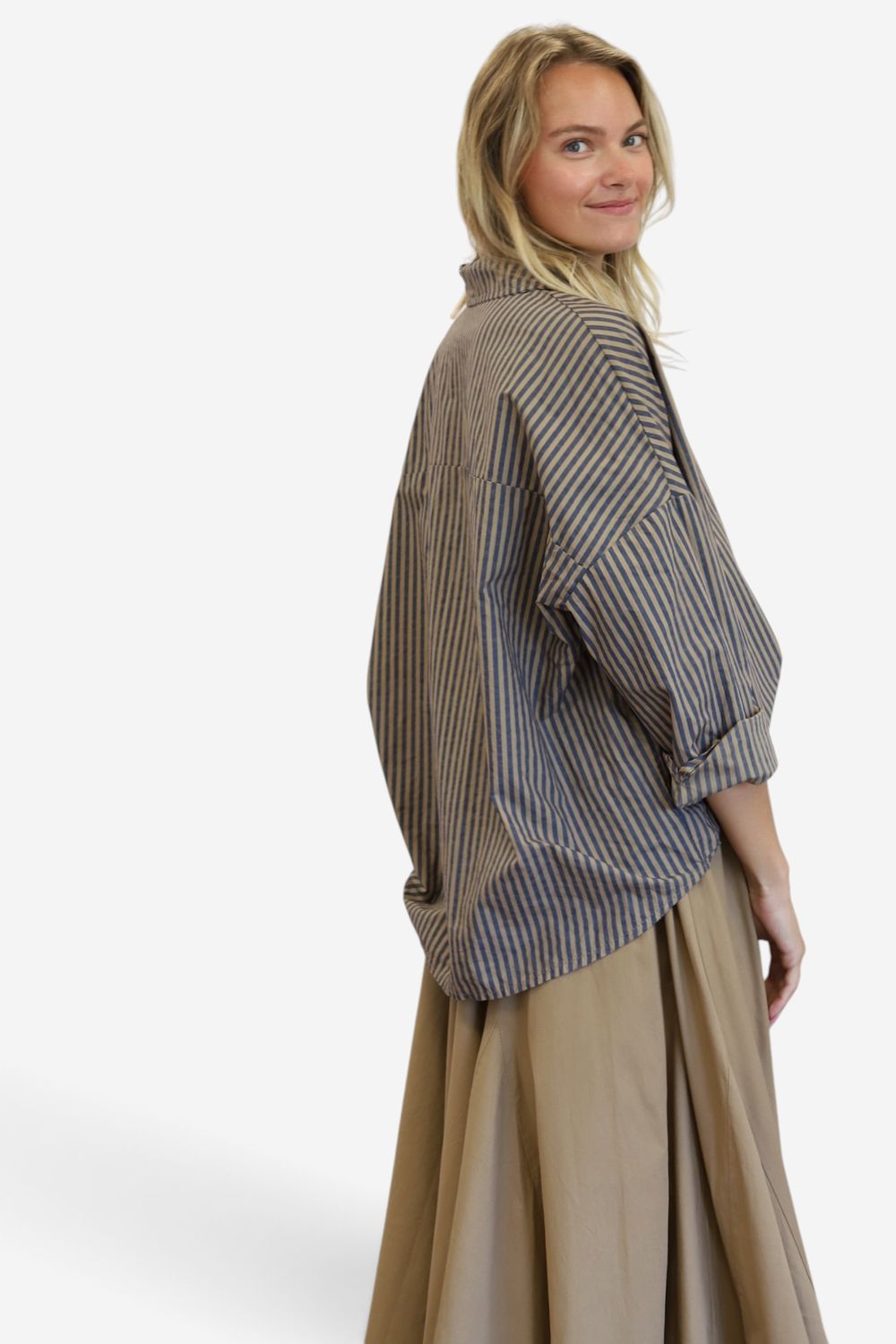 Classic Button Shirt- Mariner Stripe, Toffee