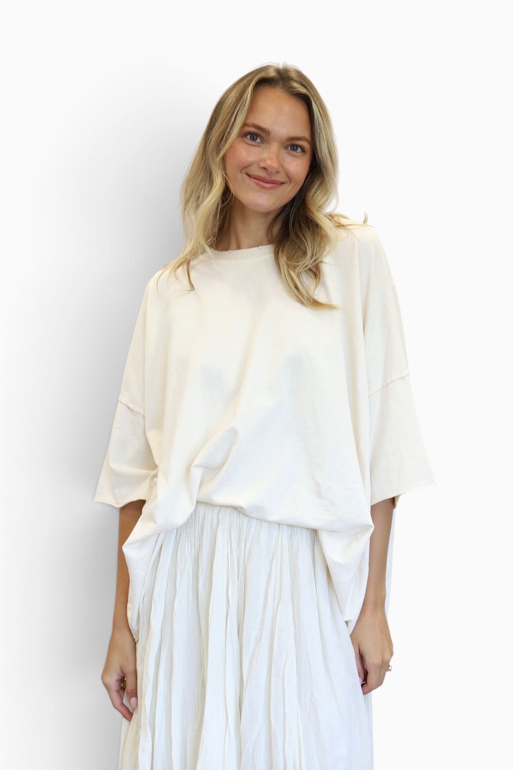 T-Shirt Sweatshirt, Short Sleeve- Eggshell
