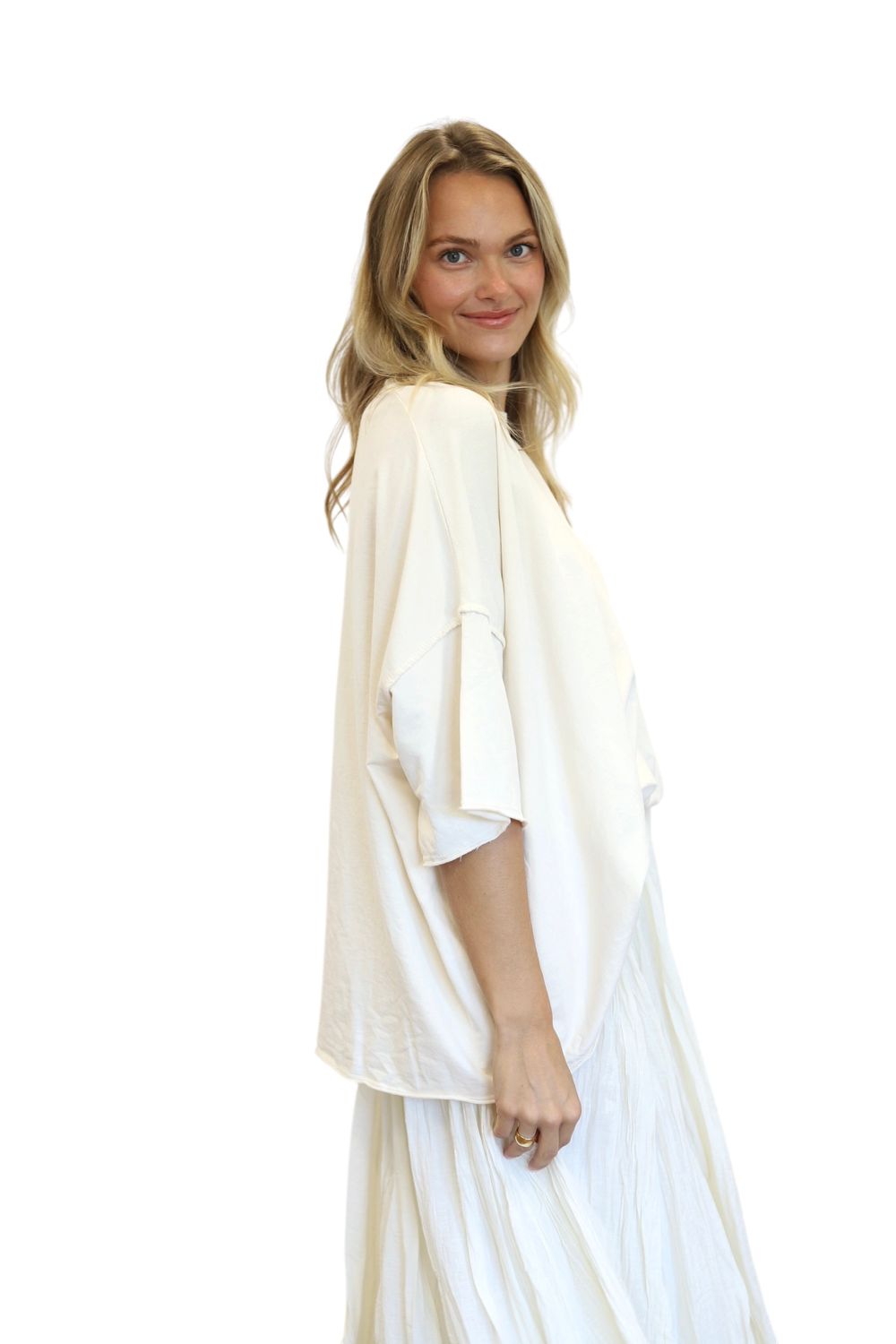 T-Shirt Sweatshirt, Short Sleeve- Eggshell