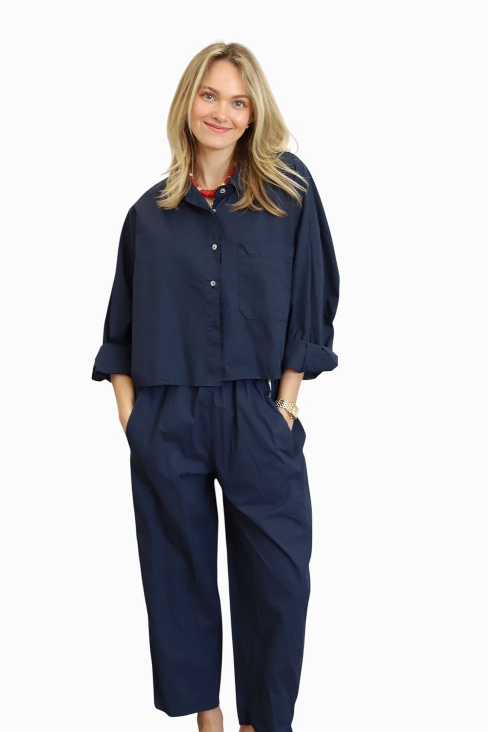 Everyday Poplin Trousers Navy