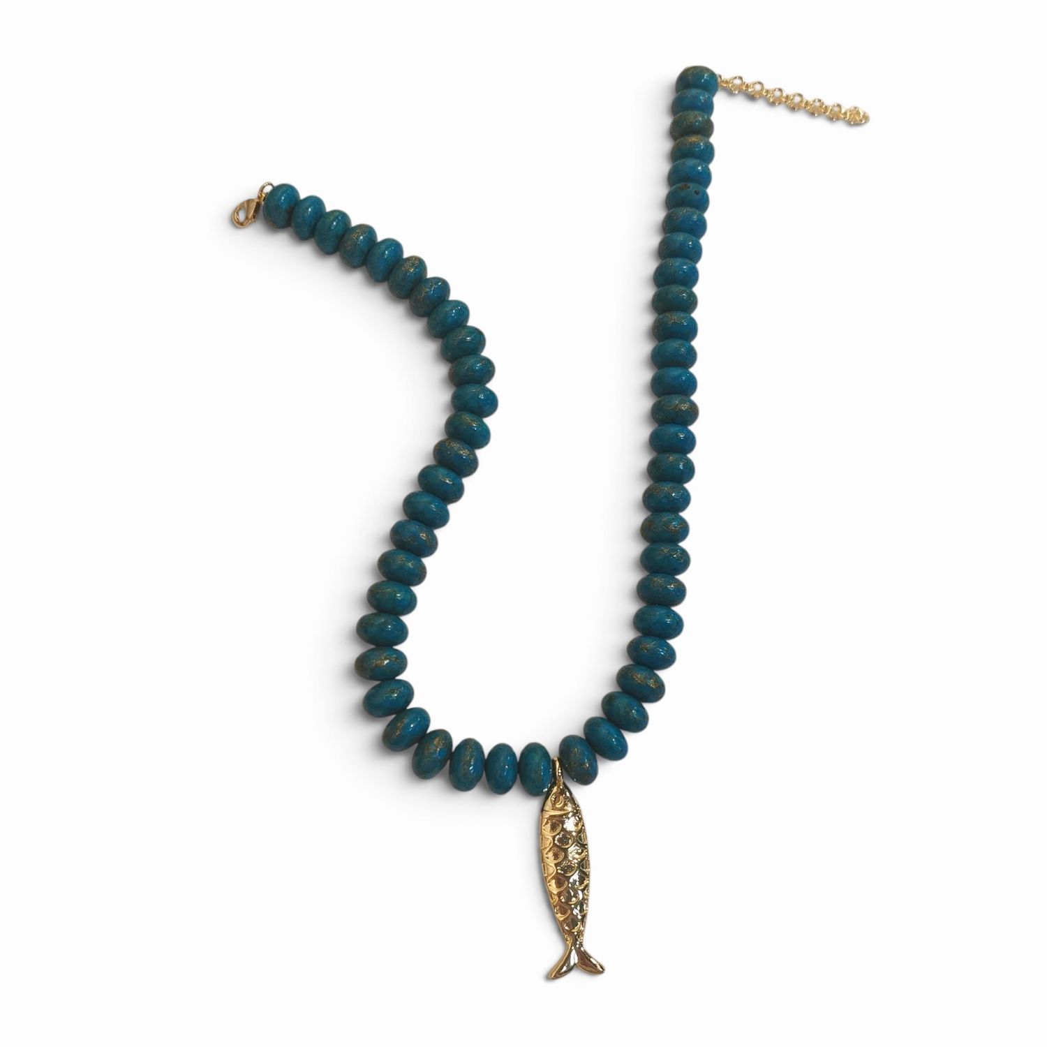 Dark Turq Fish Necklace