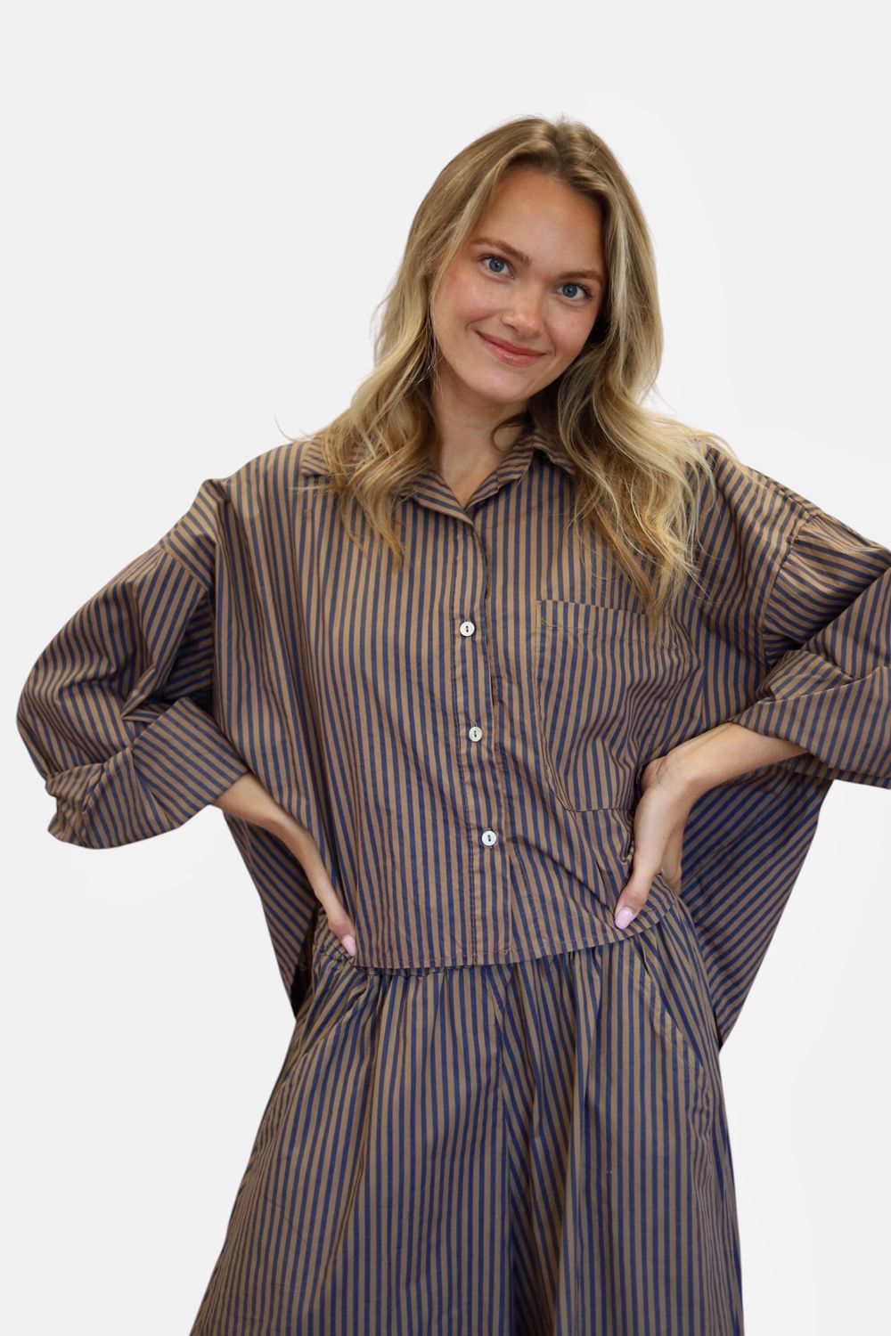 Poppy Crop-Mariner Stripe, Toffee