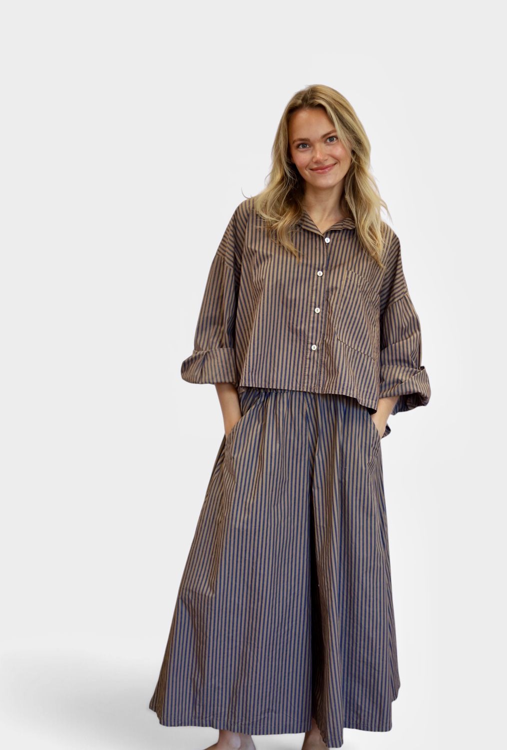 Poppy Crop-Mariner Stripe, Toffee