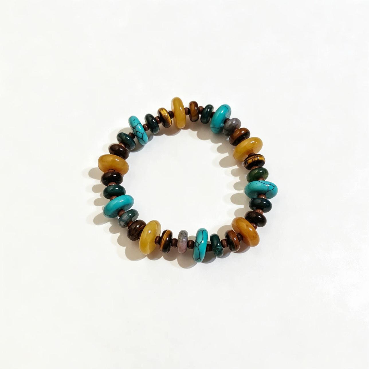 Merritt Bracelet- Turq, Brown &amp; Mustard