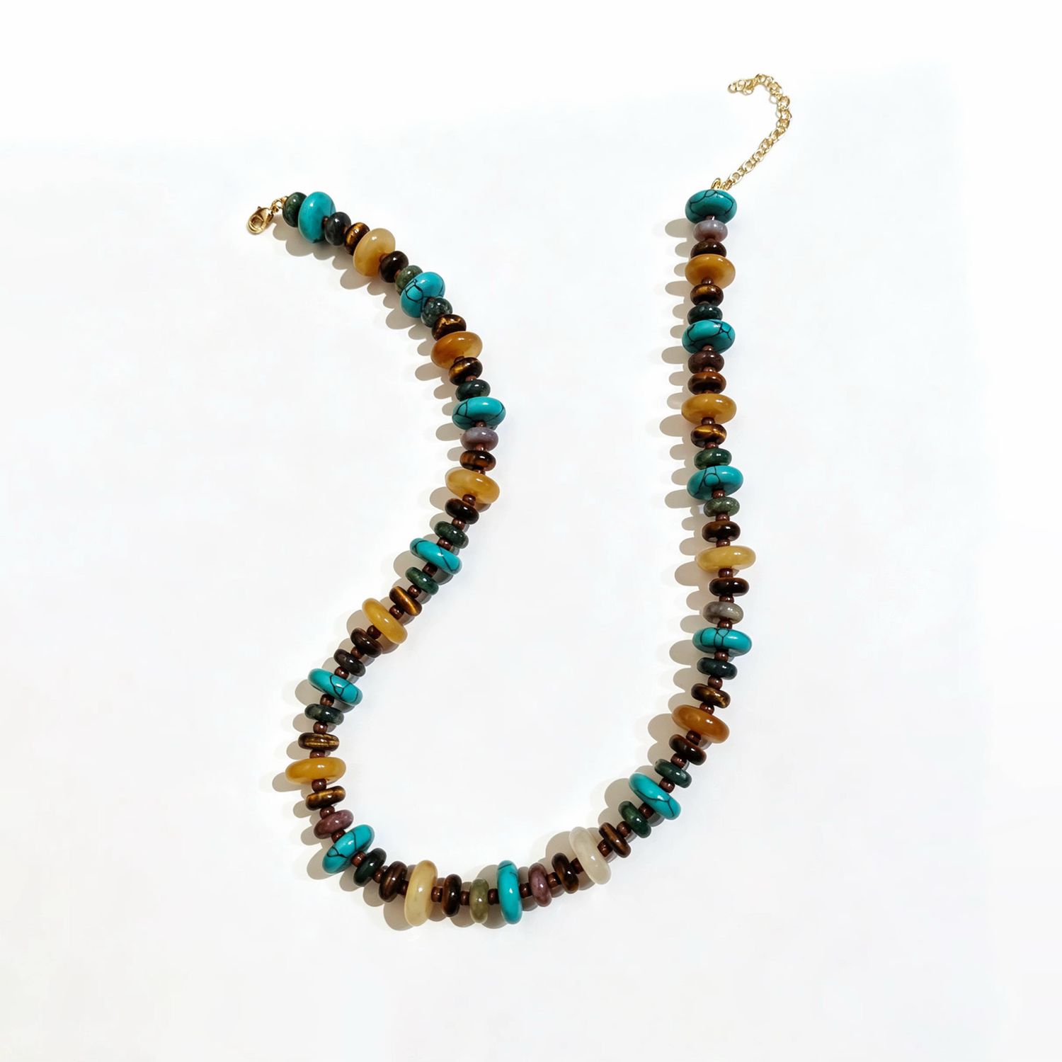 Merritt Necklace- Turq, Brown &amp; Mustard