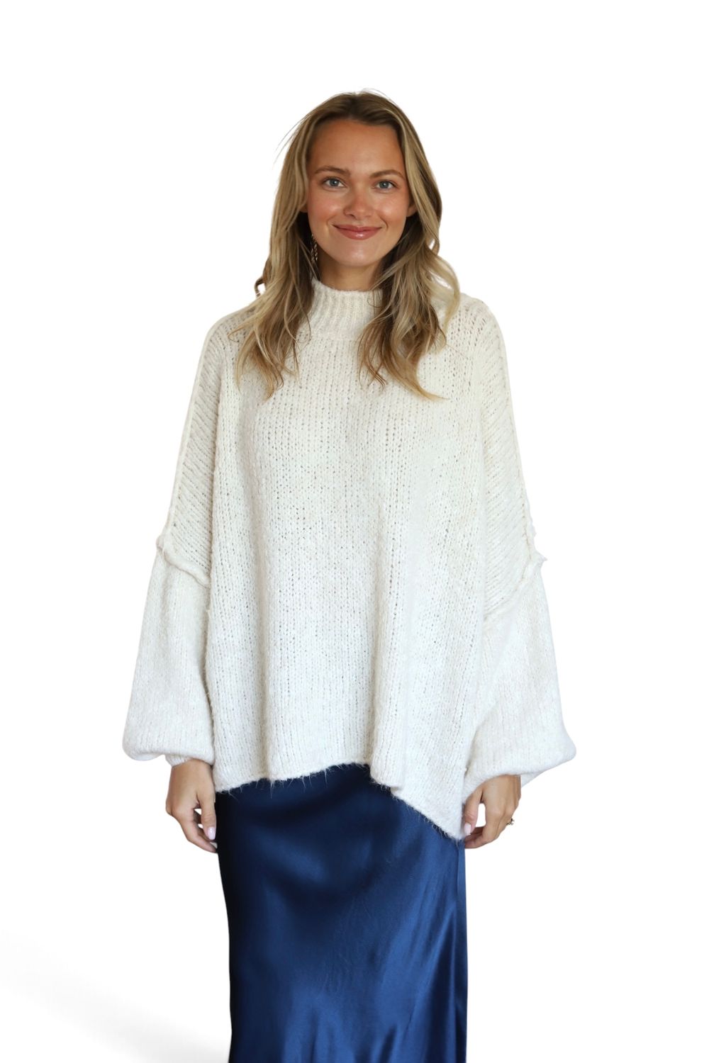 Turtleneck Fuzzy Sweater- Cream
