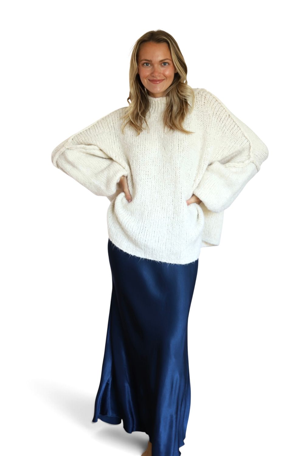 Turtleneck Fuzzy Sweater- Cream