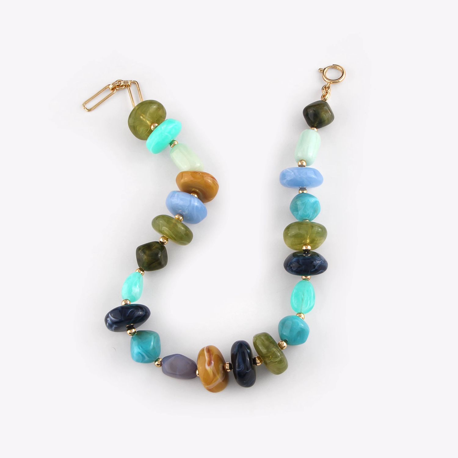 Wobbly Jumbo Necklace- Aquas