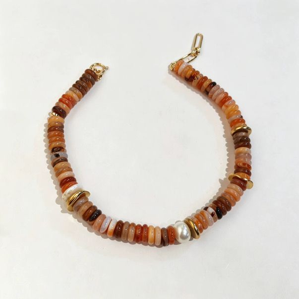 Gayle Disc Necklace- Clay