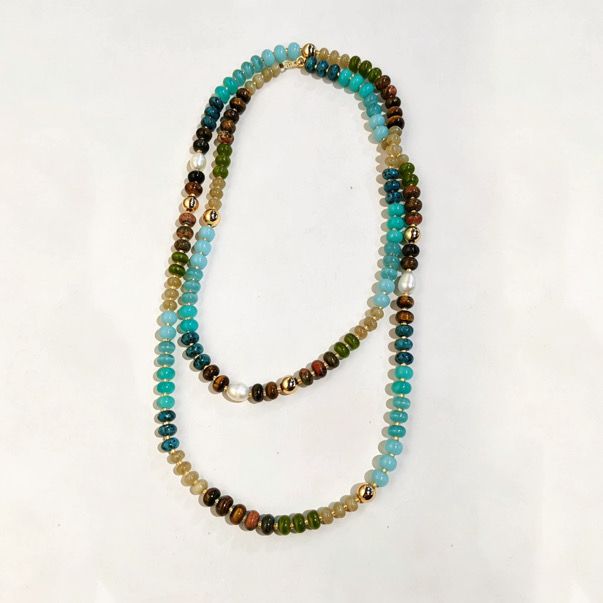 Long Strand- Brown, Teal, Olive &amp; Pearl