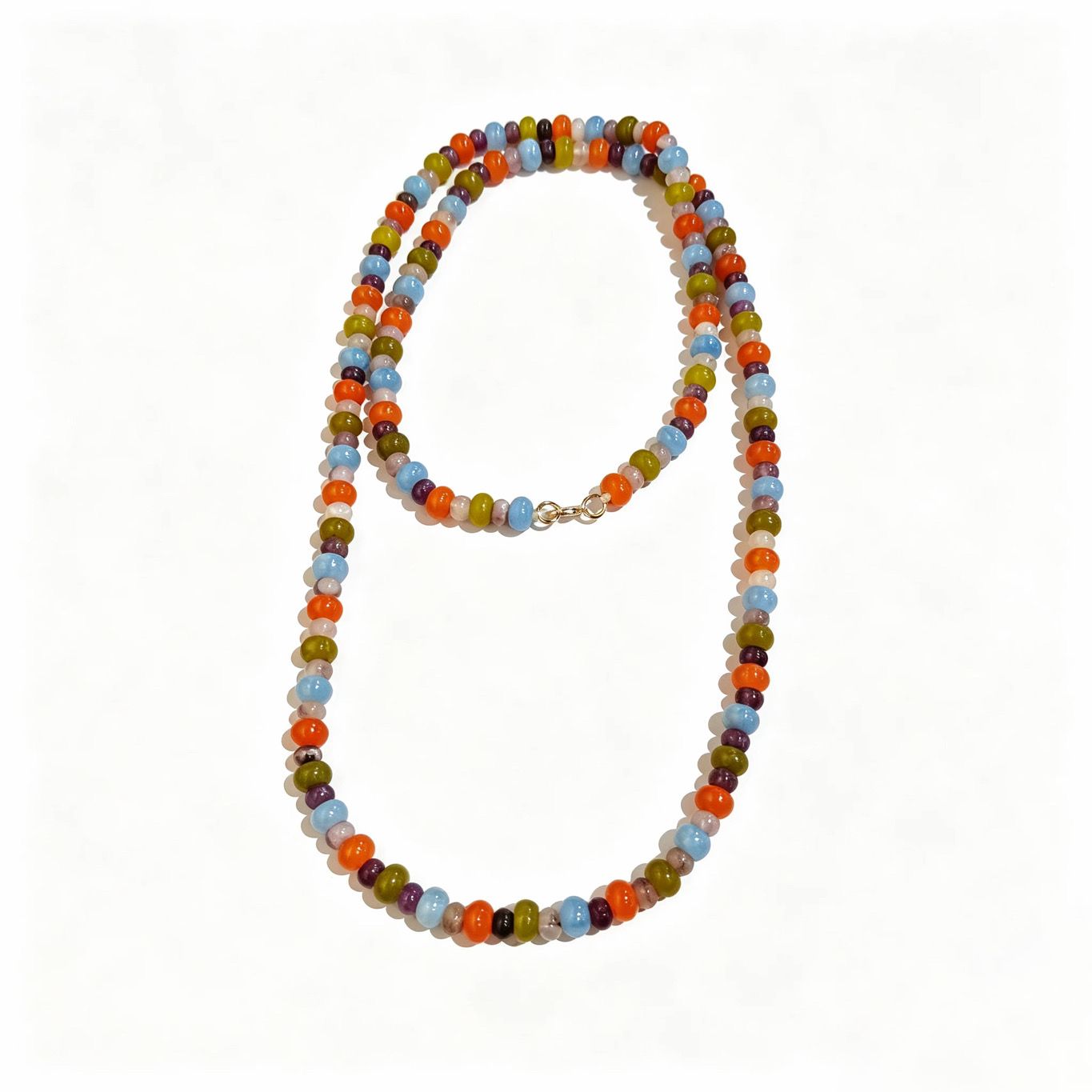 Long Strand— Sky, orange, olive — assorted shapes