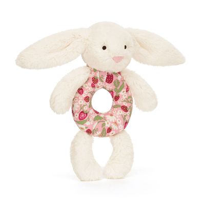 Jellycat Blossom Cream Bunny &#39;Berry&#39; Ring Rattle