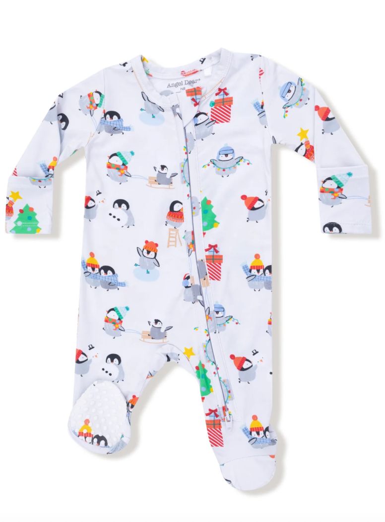 Holiday Penguin - 2 Way Zipper Ruffle Back Footie