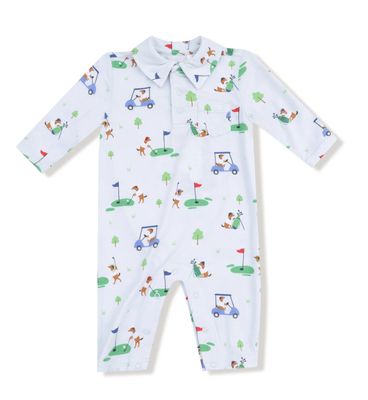 Dog Gone Golf - Blue - Polo Romper