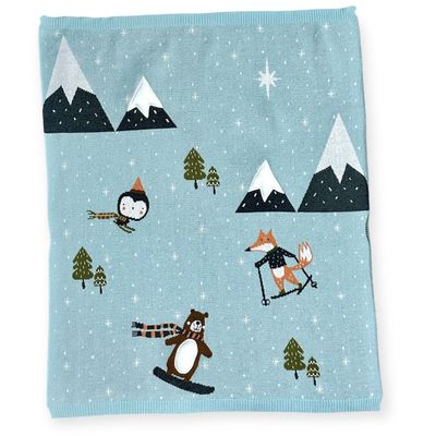 Organic Blanket Fox and Bear Ski