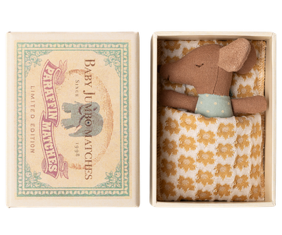 Sleepy wake baby mouse in matchbox-Blue